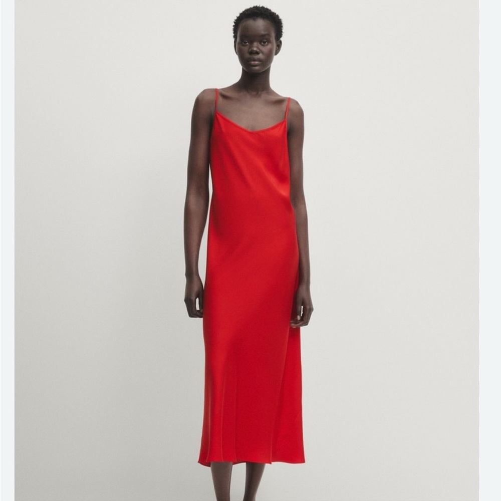 Massimo Dutti NWT satin red camisole dress